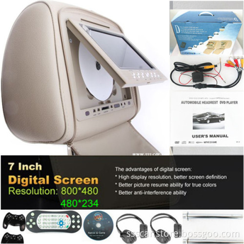 2 X 7 Inches Car Headrest DVD Player for Rear Seat Entertainment